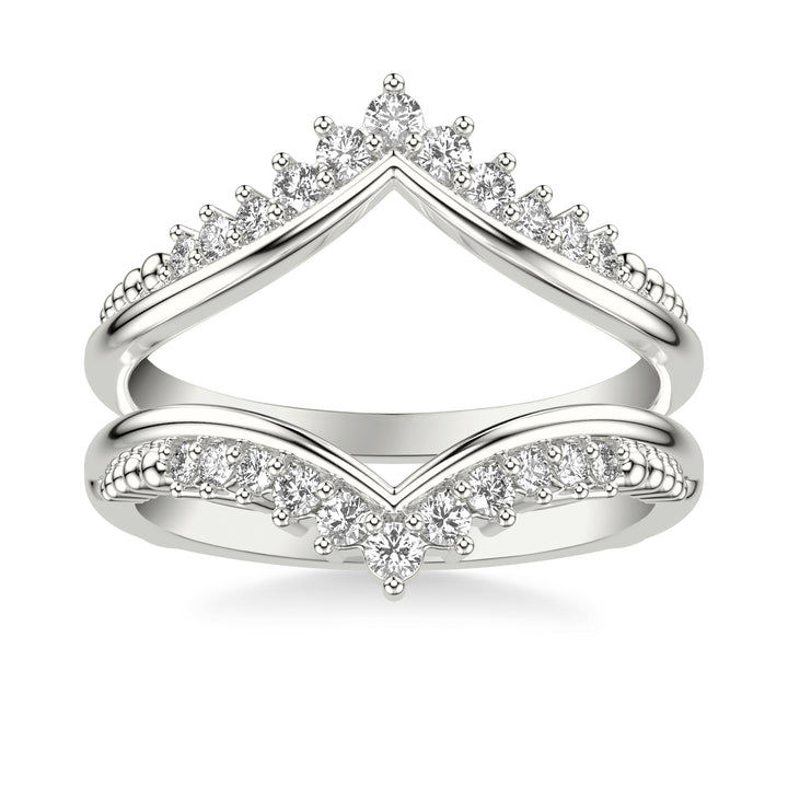 Contemporary V-Shape Ring Enhancer with Diamond Accents