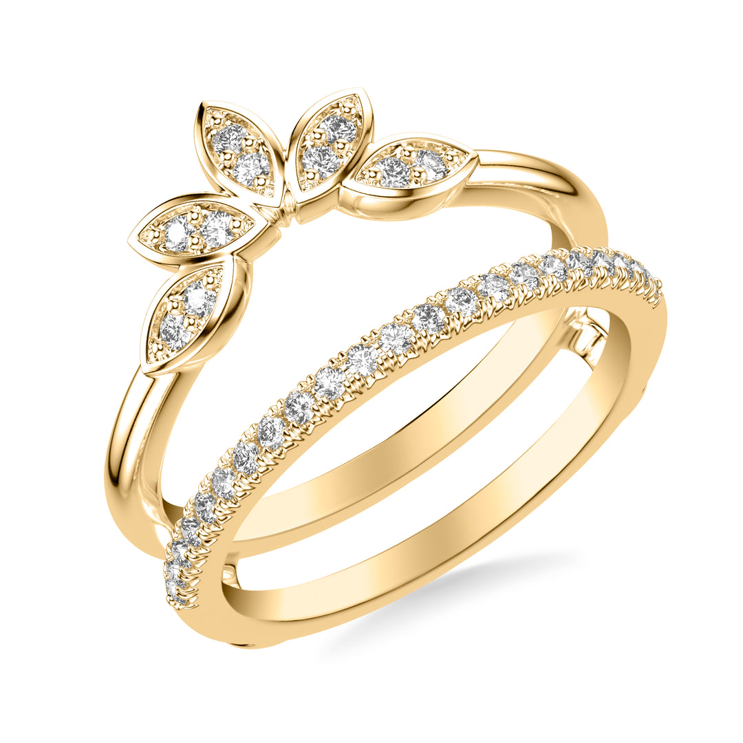 35-9439Y-L.00 - Goldman - Contemporary Asymmetrical Straight and Floral Ring Enhancer