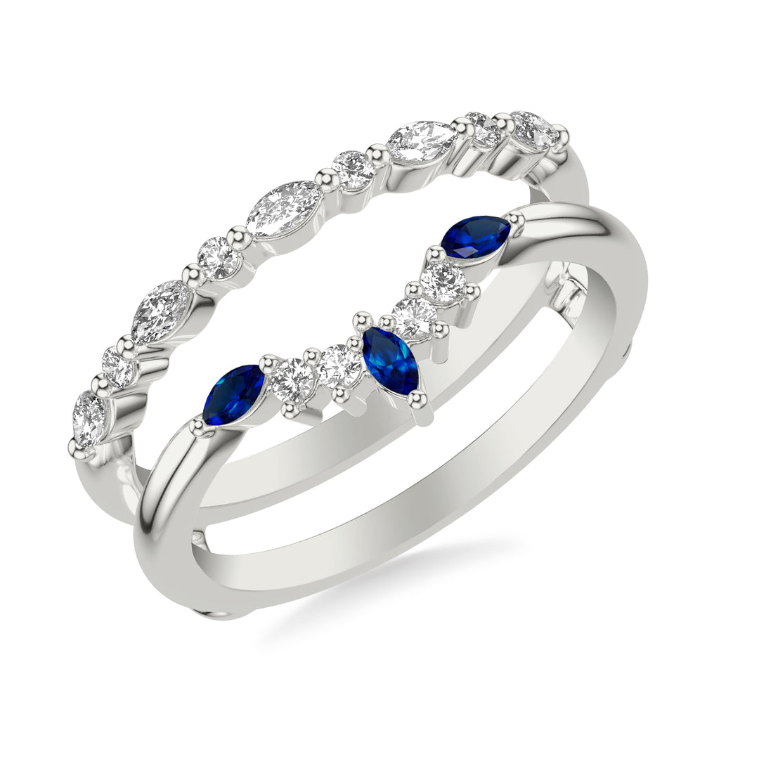 35-9498SW-L.00 - Goldman - Contemporary Ring Enhancer with Marquise Blue Sapphires and Marquise and Round Diamonds