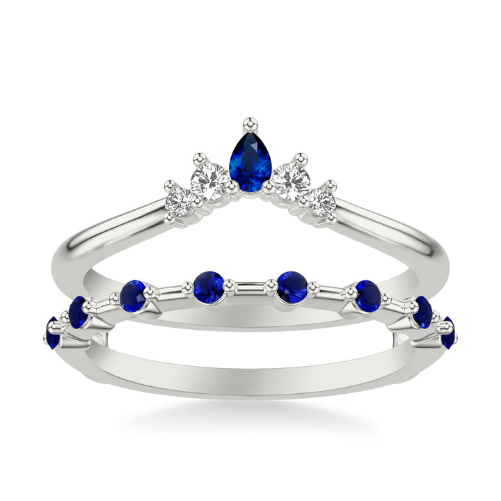 Contemporary Ring Enhancer with Marquise Blue Sapphires and Marquise and Round Diamonds