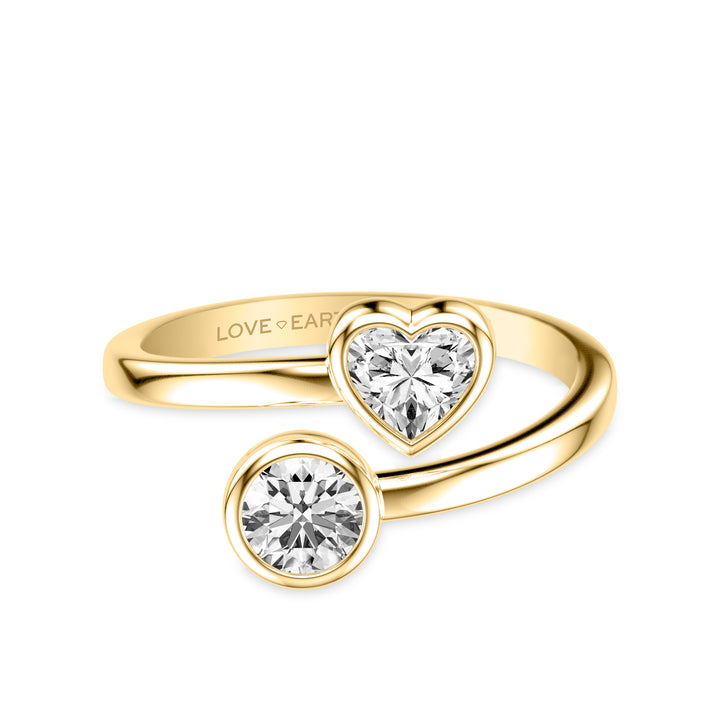 Lab-Created Diamond Bypass Round and Heart Bezel Set Ring