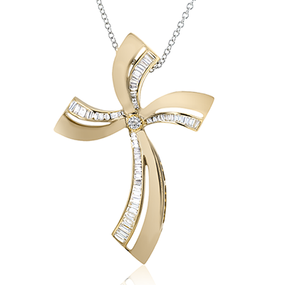 Cross Pendant in 18k Gold with Diamonds