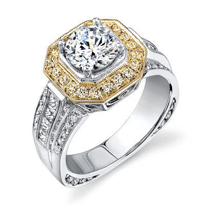 Engagement Ring in 18k Gold with Diamonds