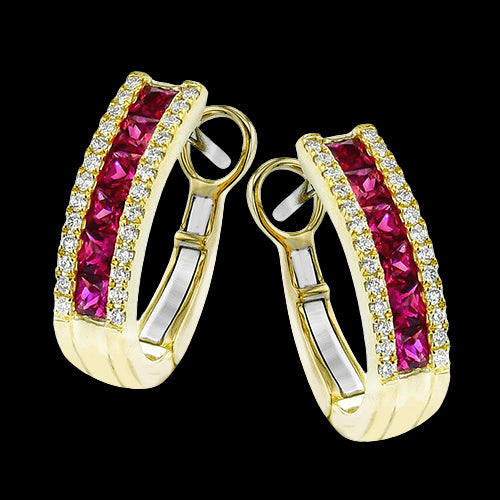 Color Earring in 18k Gold with Diamonds