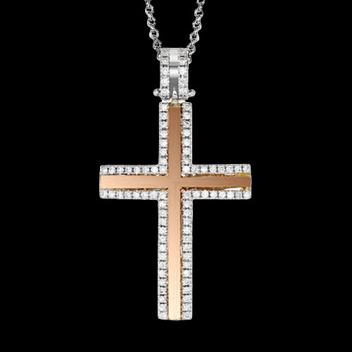 Cross Pendant in 18k Gold with Diamonds